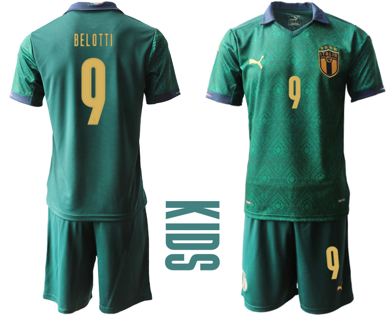 Youth 2021 European Cup Italy second away green #9 Soccer Jersey